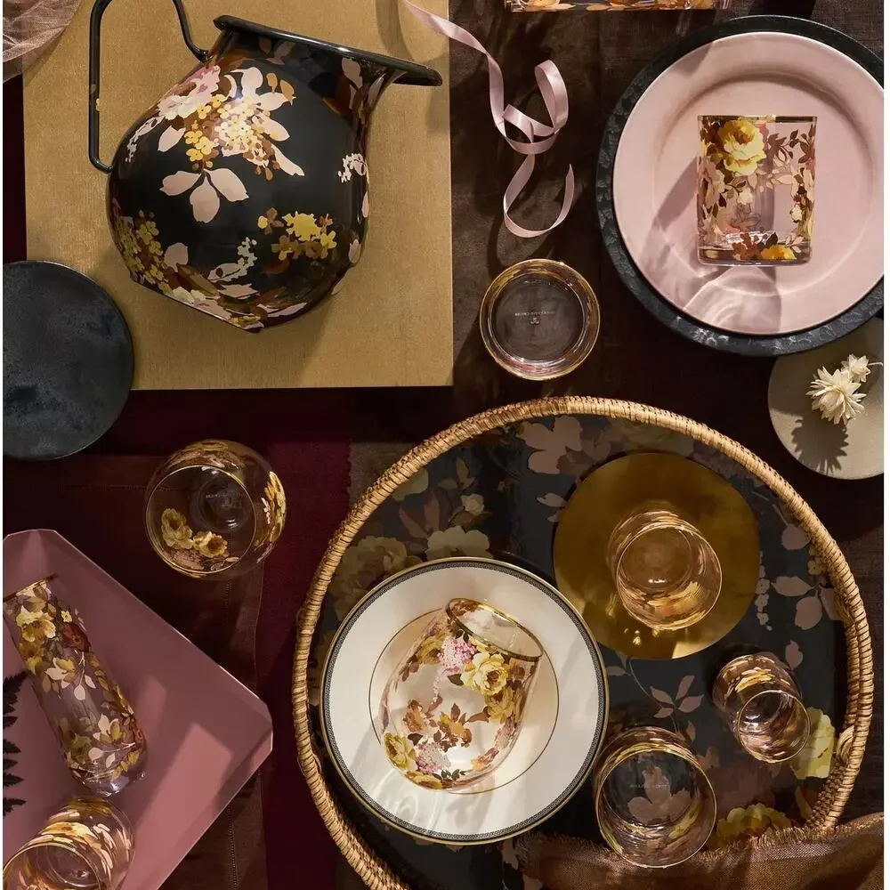 NEW Mackenzie Childs Wild Rose Highball Glass Set of 4 in Original Box